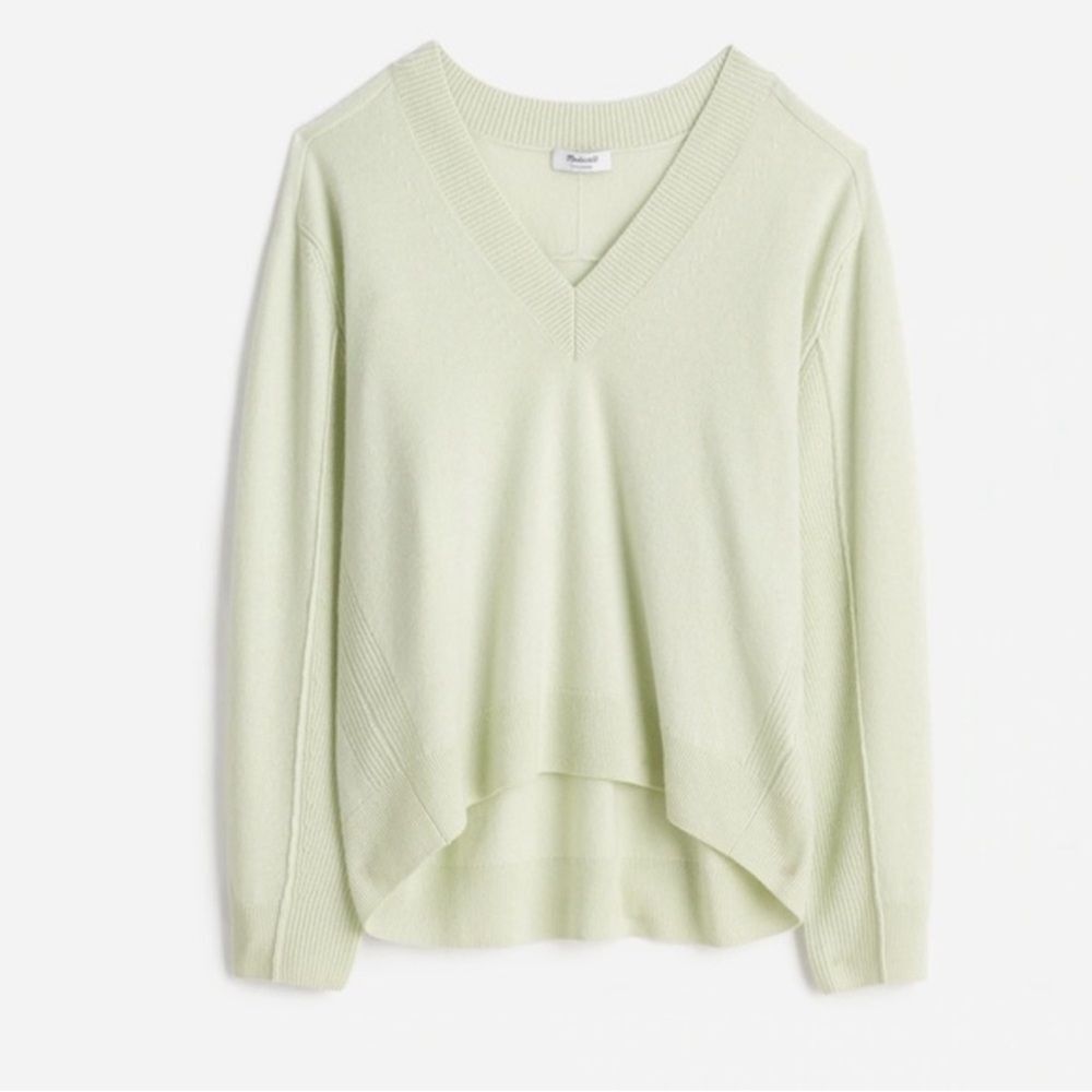 Madewell Cashmere V-Neck Sweater Pale Green Size S